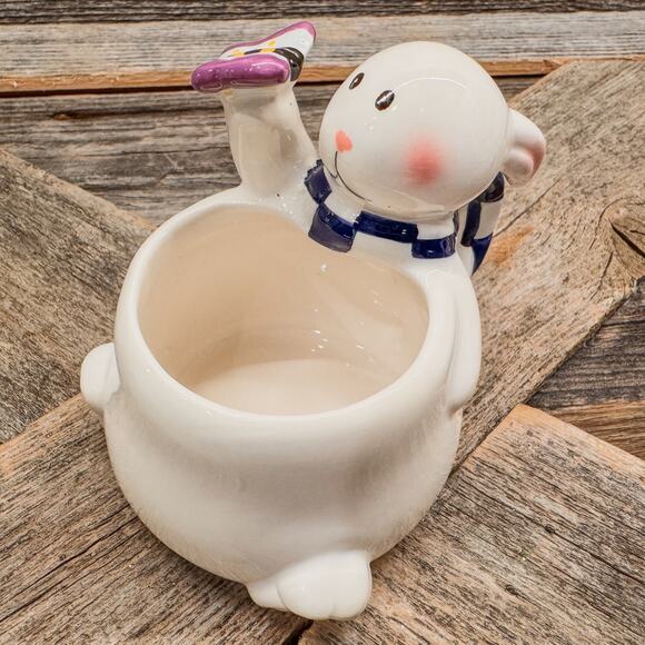 Set of 4 - Vintage Mercuries - Ceramic Bunnies Tulip Creamer Jug and 3 Cups - Picture 5 of 10